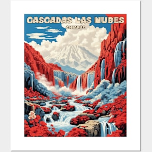 Cascadas Las Nubes Mexico Vintage Poster Tourism Posters and Art